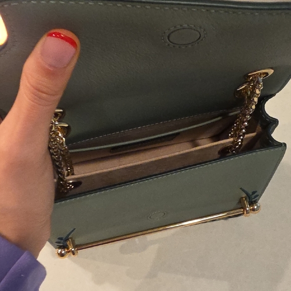 Strathberry Teal Embroidered Crossbody Bag with Gold Chain - Picture 10 of 10